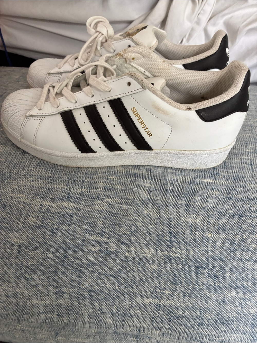 adidas White Sneakers with Black Stripes